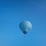 A hot air balloon in blue sky