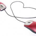 two pc mouse with cable in heart shape